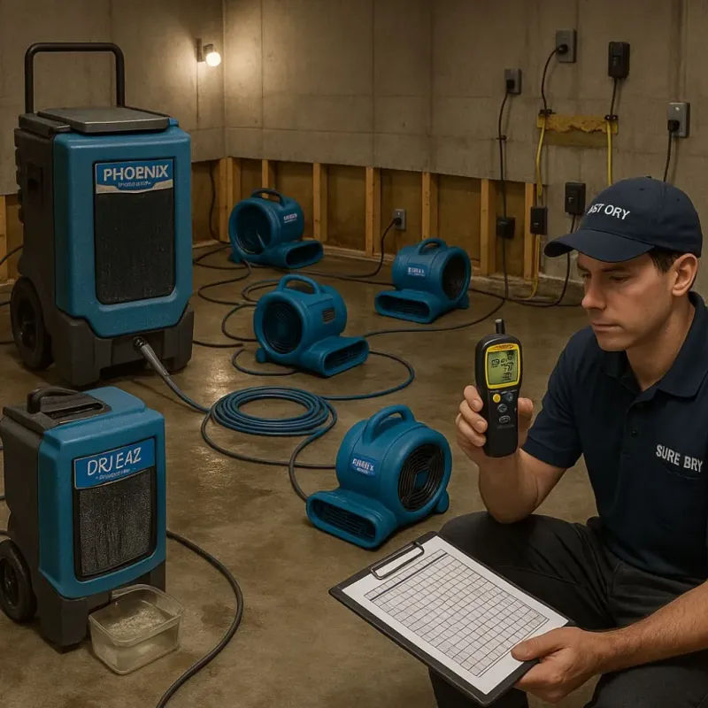 Structural Drying and Dehumidification process in Portage, WI